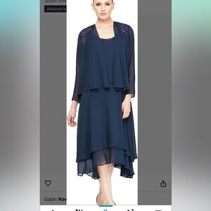 S. L. Fashions Women's Two-Piece Dress with Embellished Jacket (Petite size 16)